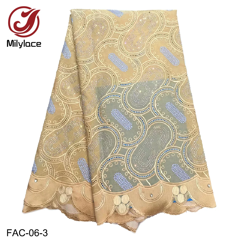Milylace new swiss cotton voile lace fabric 5 yards embroidery dry high quality with stones for wedding Party FAC-06 | Дом и сад