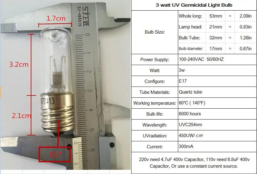 4 шт./упаковка УФ лампы для стерилизации клещей 3 Вт 10 12 в пост. Тока|uv germicidal|quartz