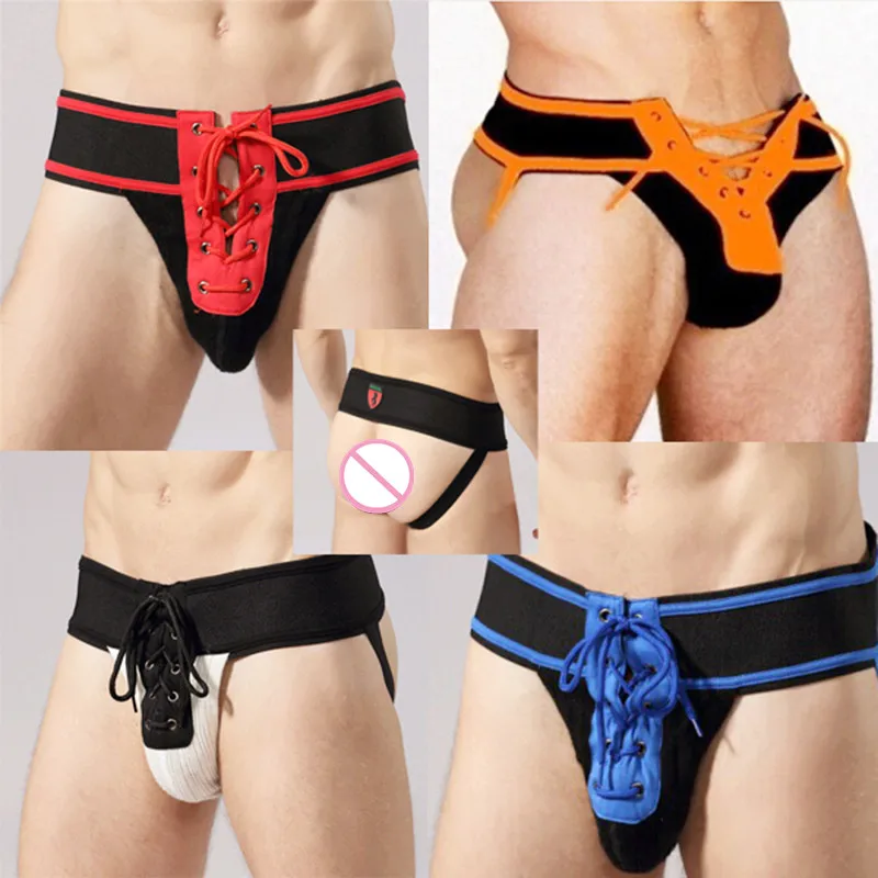 Новинка, высокое качество, мужские вязаные бандажные трусы на шнуровке, бандажные трусы с перфорацией, сумка с открытым задником, Эротическое нижнее белье для геев, фетиш, нижнее белье