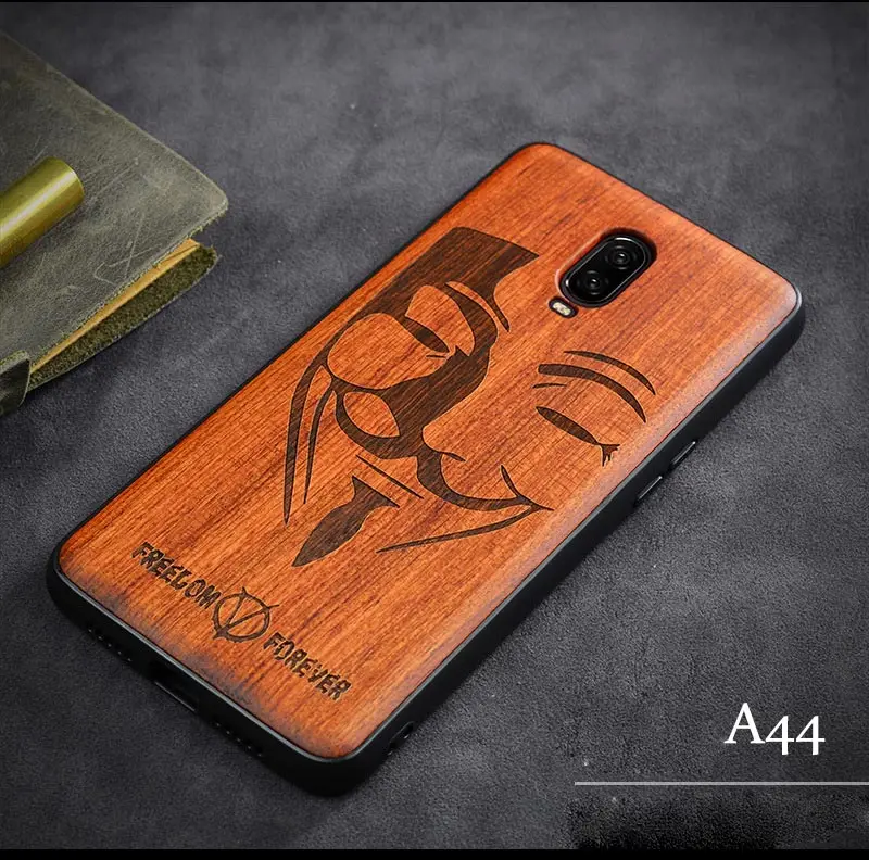 A44 Для Oneplus 7 7 Pro 6 6T 5T твердый деревянный защитный чехол все включено Деревянный чехол для Oneplus 7 7 Pro 6 6T 5T Funda - Цвет: A44