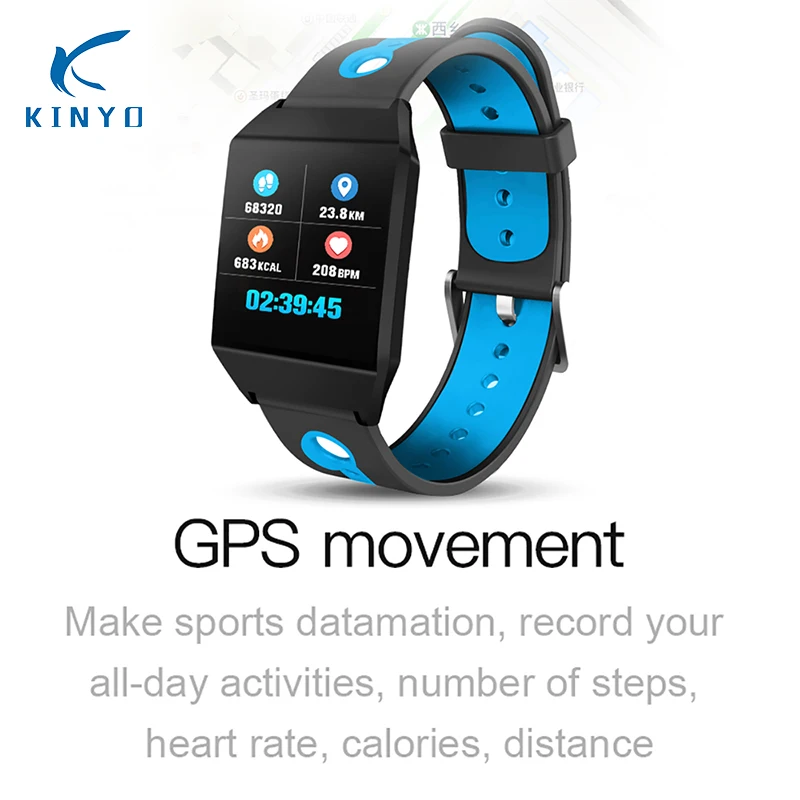 KINYO Smartband Heart Rate Sleep Monitor Bracelet Waterproof Bluetooth smartwatch sports tracking app GPS tracker pk mi band 3 4 |