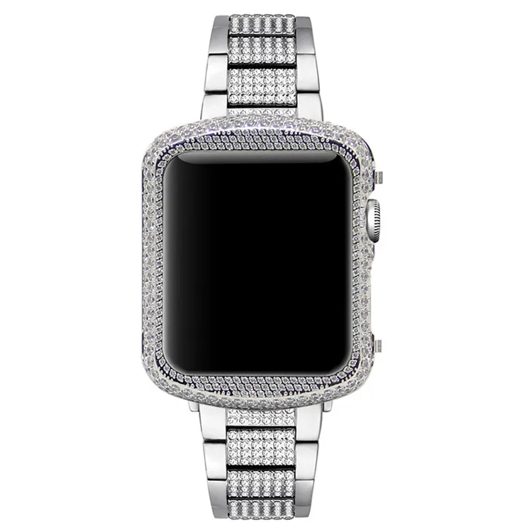 Для apple watch чехол серии 5/4/3/2 металлический алюминиевый каркас с бриллиантами чехол для apple Watch 40 мм/44 мм/38 мм/42 мм крышка
