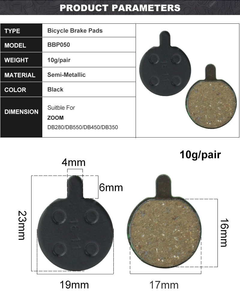 PCycling 4 пары полимерный диск Тормозные колодки для ZOOM DB280 DB550 DB450 DB350 горный велосипед полуметаллические гидравлические тормозные колодки