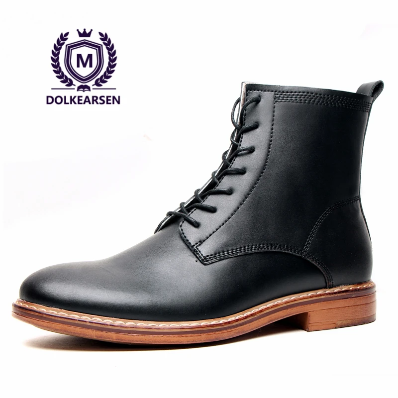DOLKEARSEN 2017 Spring/Autumn Men Boots Genuine Leather Winter Plush Ankle Boot Lace-up zipper Martin D161107 | Обувь