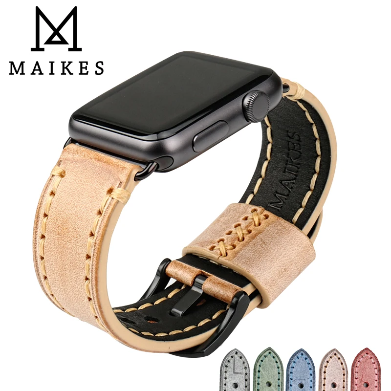 Ремешок MAIKES из натуральной кожи для Apple Watch band 44 мм 40 аксессуары iwatch 4/3/2/1 watch 42 38 |