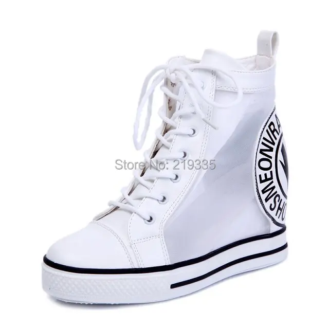 New 2014 Summer Breathable Height Increasing Shoes Woman Transparent Fashion Sneakers Women Flats High Top Wedge | Обувь