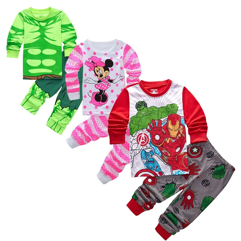 В розницу! Детские пижамы длинный рукав одежда из 100% хлопка Наборы для ухода за