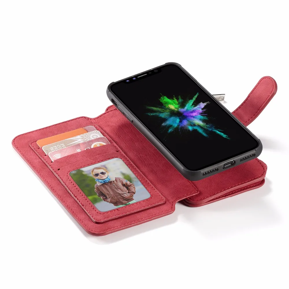 Роскошный высококачественный кожаный чехол-кошелек Caseme для iPhone 7, 8 Plus, чехол-книжка на молнии, чехол-книжка для iPhone XR XS Max X Capa с отделениями для карт