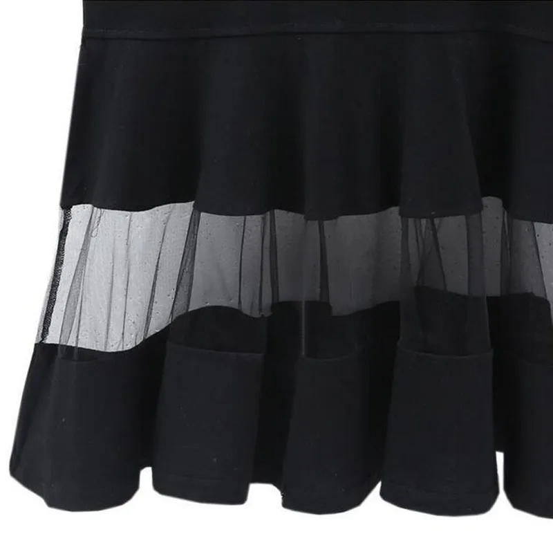 BPFAE 2018 Summer Women Plus Size Dress 3XL 4XL XXXL XXXXL Shift Loose Black White Mesh Short Sleeve T Shirt Vestido | Женская одежда