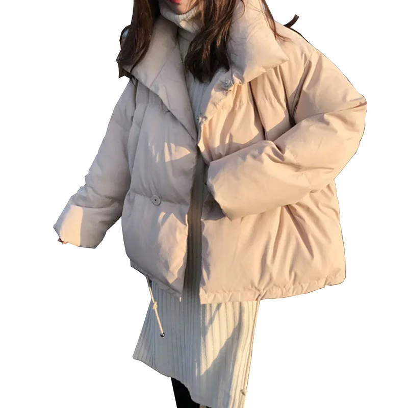 

2019 Hong Kong style bread students short paragraph loose bf Harajuku style cotton padded winter wild padded cotton padded coat