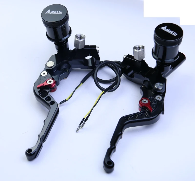 Black One Pair CNC рычаг руль гидравлический клатч главный цилиндр тормозного насоса мотоцикл гоночный мотоцикл универсальный для Yamaha Kawasaki Suzuki - Цвет: Black One Pair