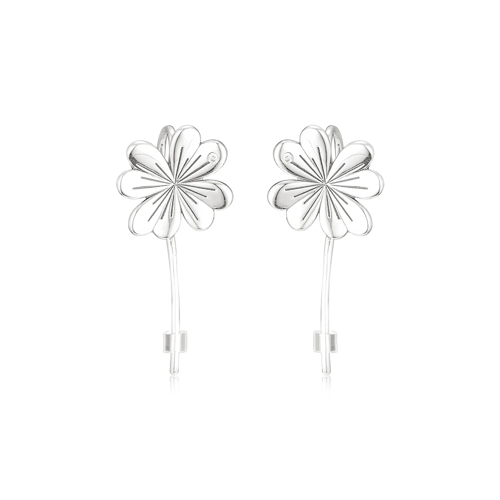 

Spring Garden Lucky Four-Leaf Clovers Earring Studs Sterling Silver Jewelry Earrings For Woman Party Jewelry Making