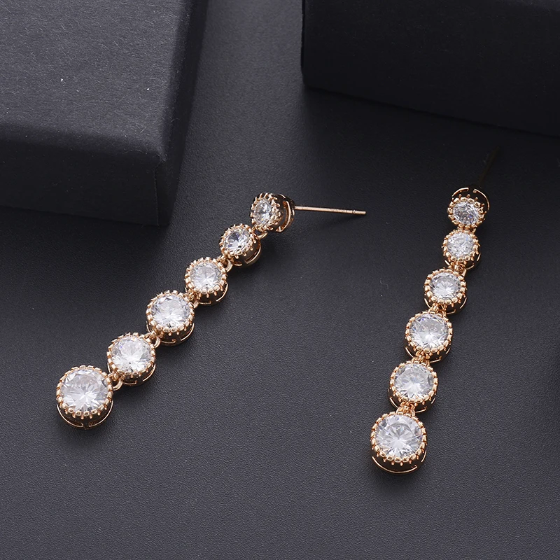 Женские Геометрические серьги подвески GAOLA Длинные круглые с прозрачным