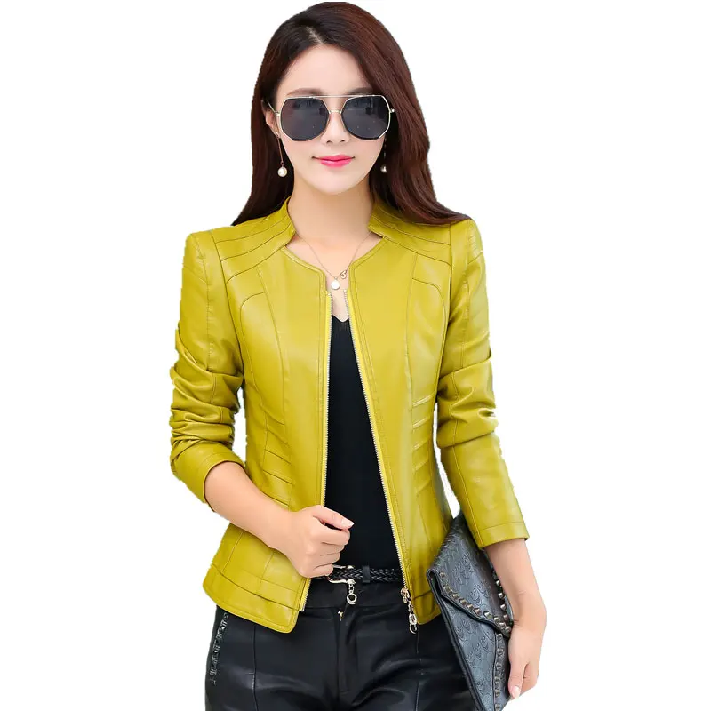 Женские кожаные куртки новинка 2018 женские красные и пальто большие размеры 4XL