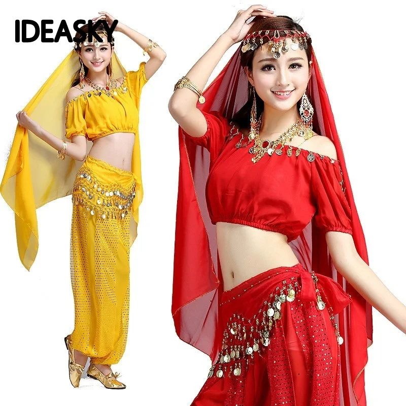 Костюмы для танцев в Стиле Болливуда взрослые костюмы с верхом и брюками Женская