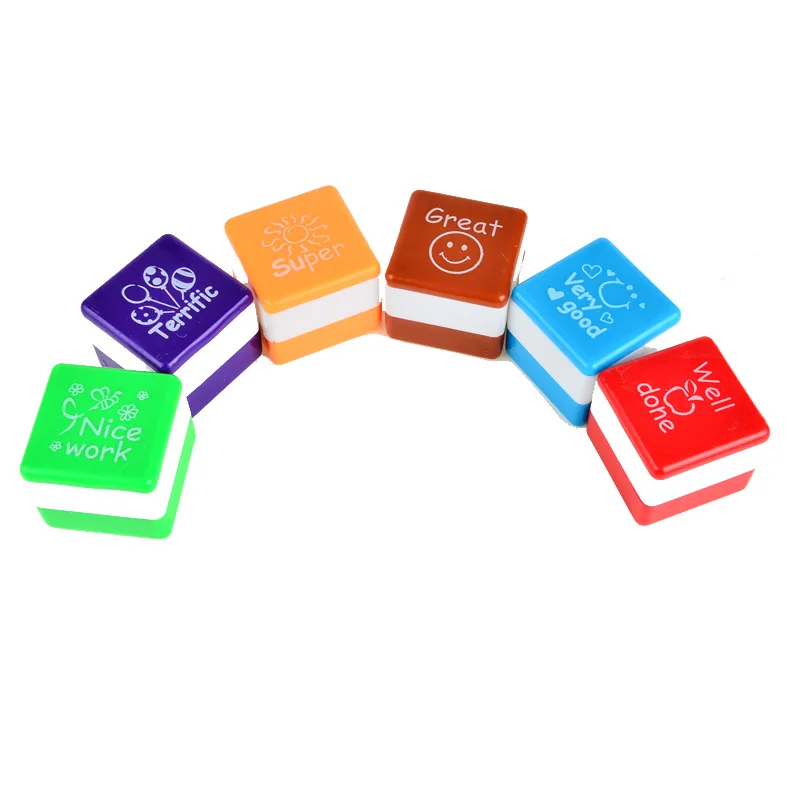 6 шт. дети мультфильм учителя штамп с губка для чернил (английский) | Игрушки и