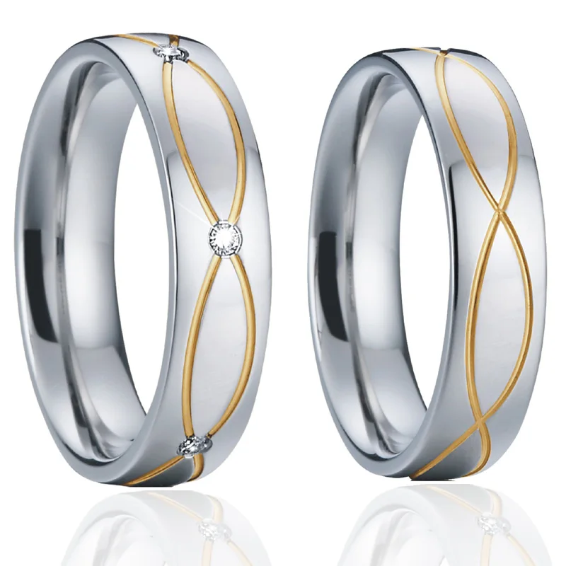 

Vintage Love Alliances marriage proposal ladies Wedding Rings set for couples men and women Eco Stainless steel