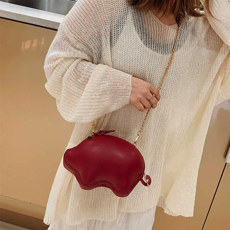 HuckLuto 2019 New Promotion Sale Fashion Casual Cute Chain Pink White Small Shoulder Pig Bag Leather Youth Women's Messenger | Багаж и