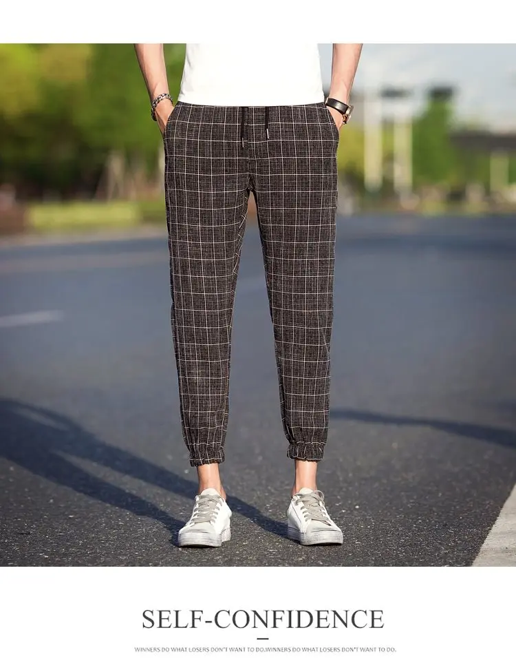 Повседневные брюки в клетку, мужские хип-хоп брюки для бега, мужские спортивные брюки, тонкие мужские уличные повседневные штаны-шаровары