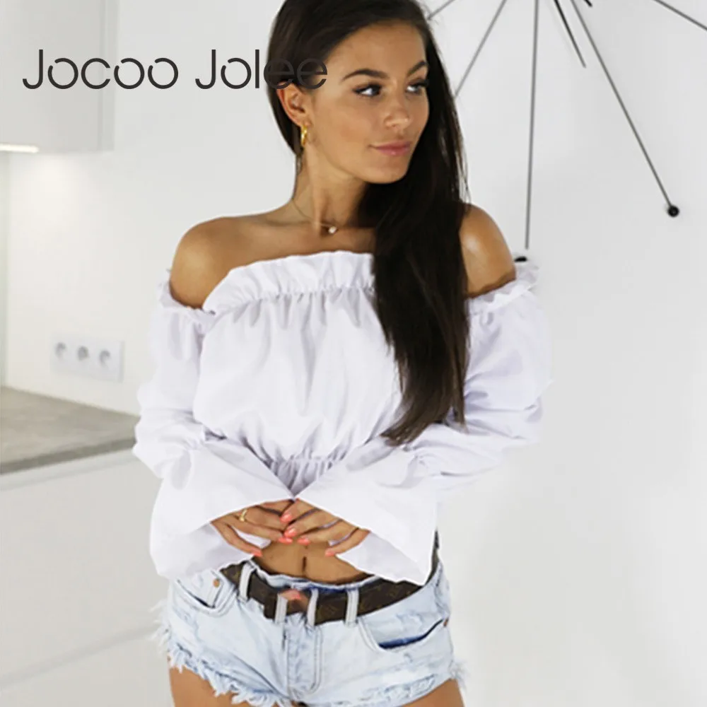 Женские летние укороченные топы Jocoo Jolee с открытыми плечами женские блузки в