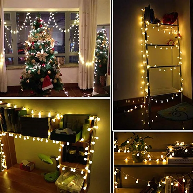 Рождественская гирлянда с теплыми светодиодными шариками Рождественский шнурок