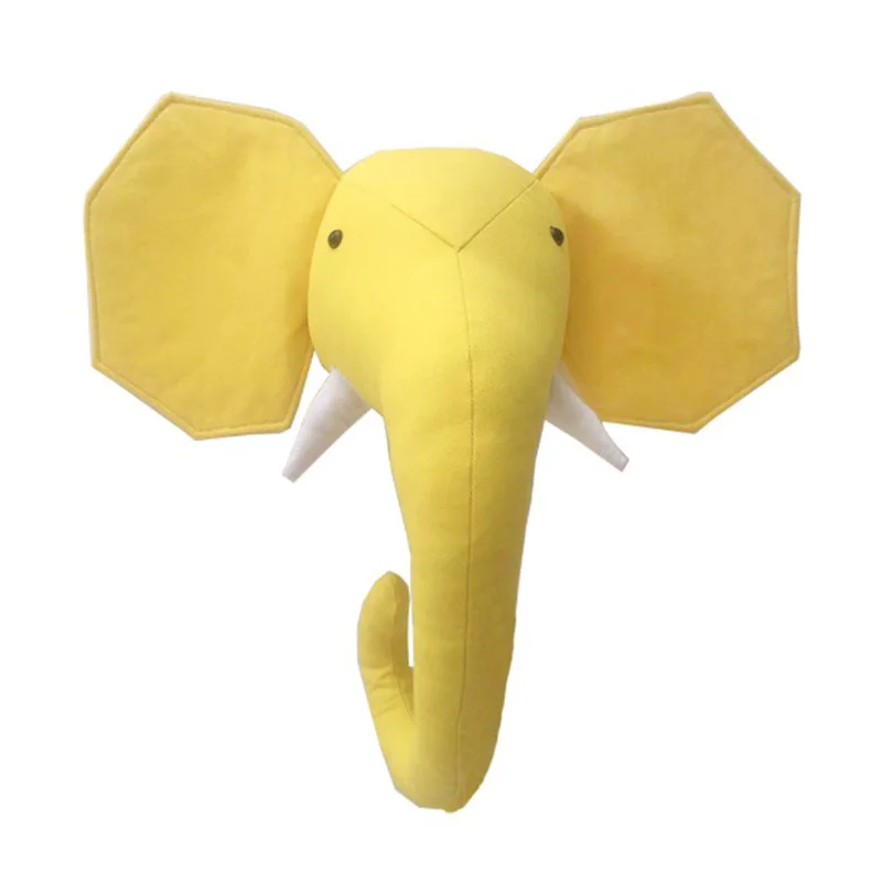 ElEphant Детская 3D голова животного настенное крепление Kawaii набивной Слон/Жираф/зебра настенные подвесные игрушки Детская комната животные стенные скульптуры в виде рыб - Цвет: ElEphant