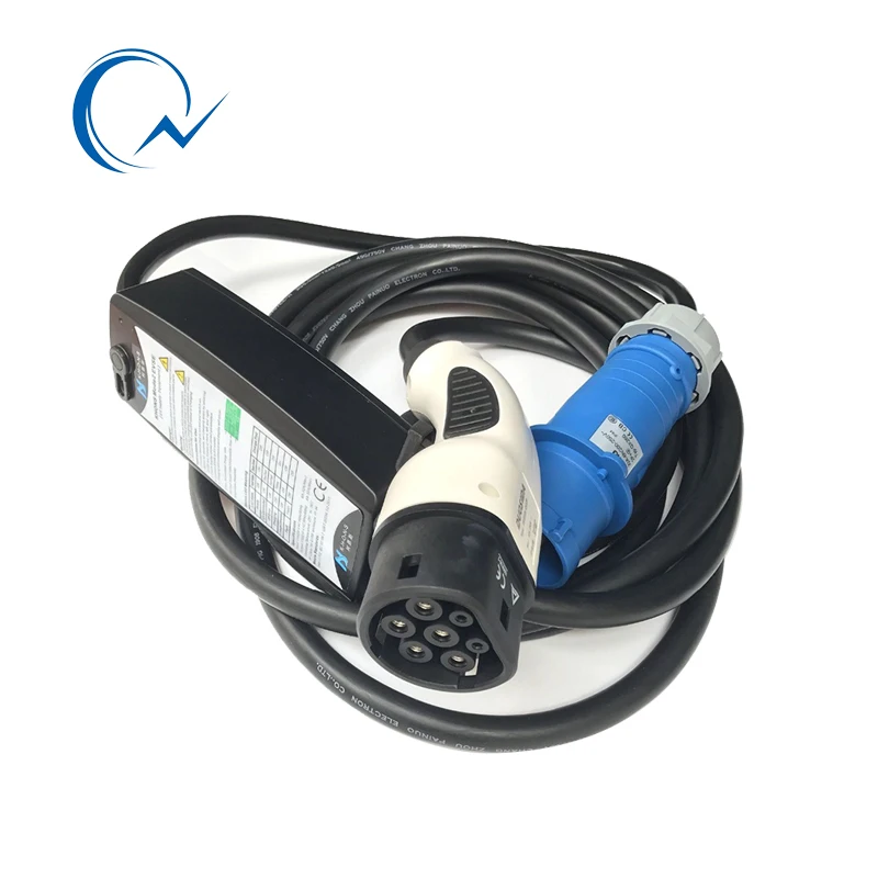 Портативное 32A Type2 EV зарядное устройство IEC62196 с ЖК-дисплеем регулируемое токовое