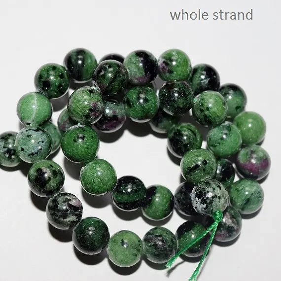 Genuine Ruby Zoisite beads - Round 8 mm Gemstone Beads Full Strand 15 1/2" 48 A-Quality  Jewelry Findings &