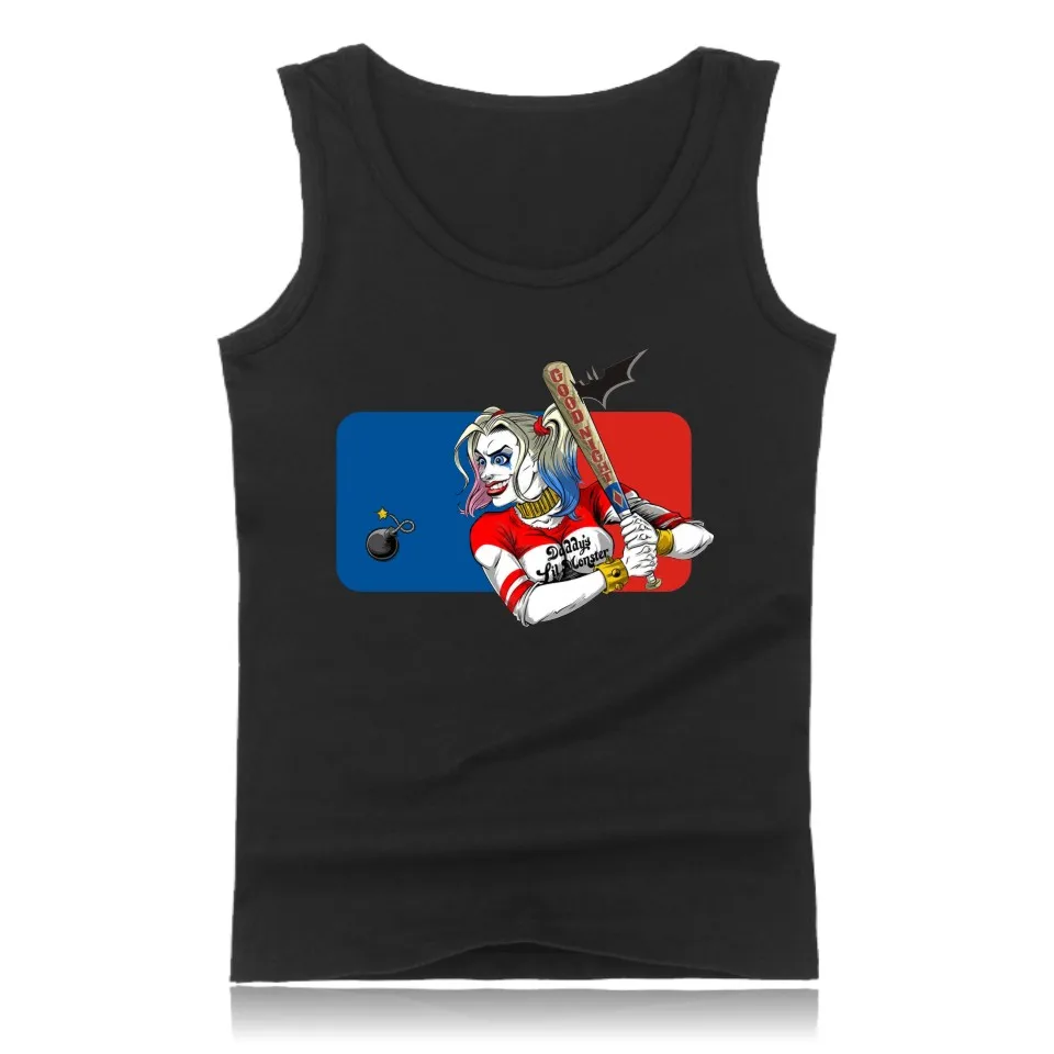 Anime Suicide Squad Harley Quinn Tank Top Men Fitness and Sleeveless Bodybuilding Shirt in 4XL Clothing Summer Vests | Мужская одежда
