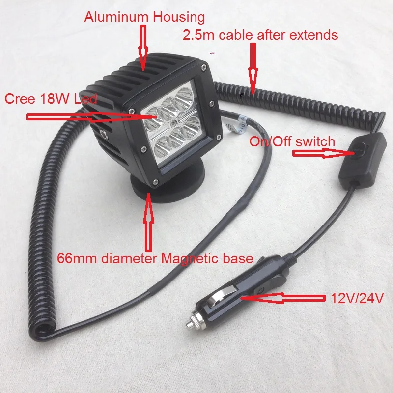 Магнитный светодиодный прожектор для внедорожника грузовика дальнего света