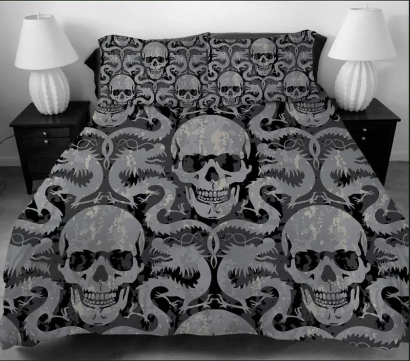 

3D sugar skull Bedding Set queen skull duvet cover sets for king pillowcase AU Queen Bed bedline