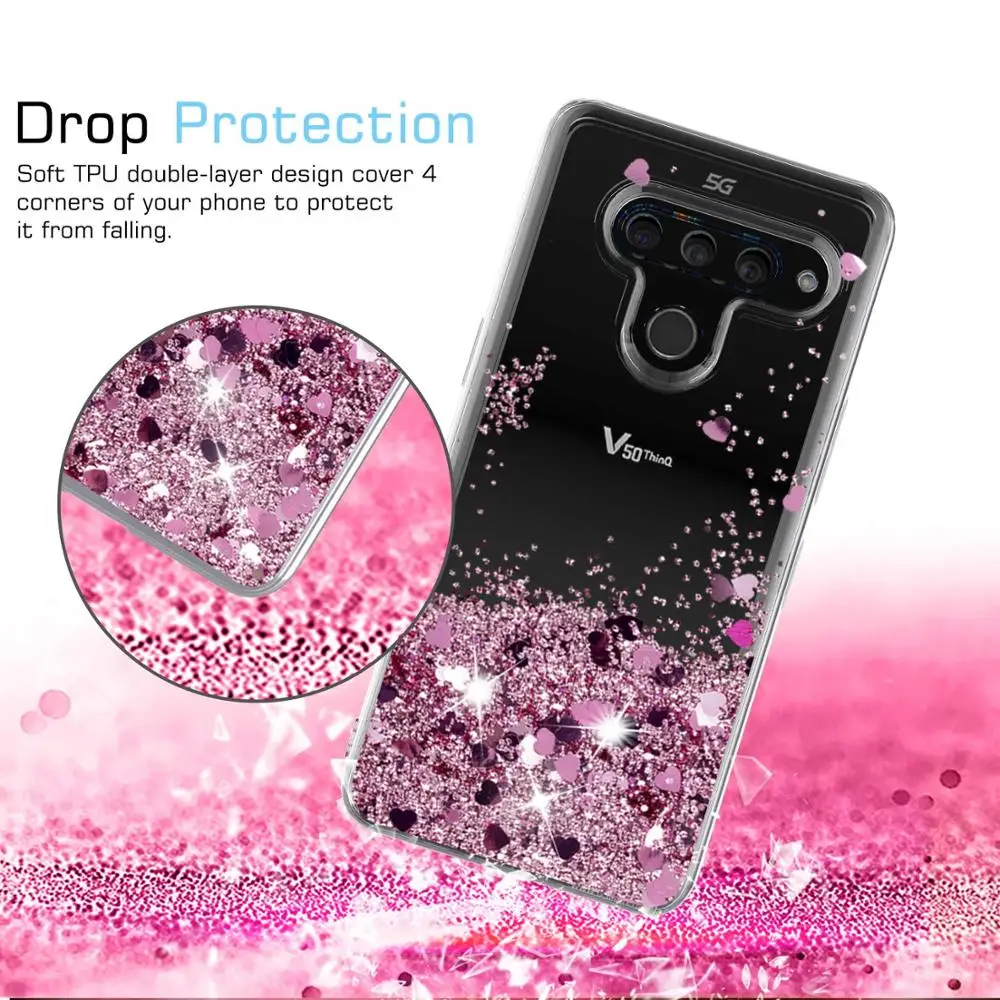Блестящий Жидкий чехол для LG V50 ThinQ 5G силиконовый Dynamic Qicksand Star Cover |