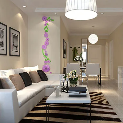 Новое поступление акриловые хрустальные 3d наклейки на стену с цветами для