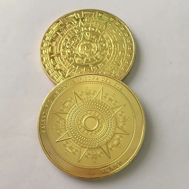 2 шт. значок из ацтекского календаря майя позолоченный унции 40 мм сувенир