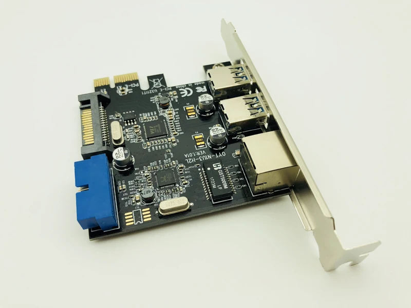 2 портами плата PCI Express USB 3 0 + RJ45 Gigabit Ethernet Сетевая передняя панель с адаптером для