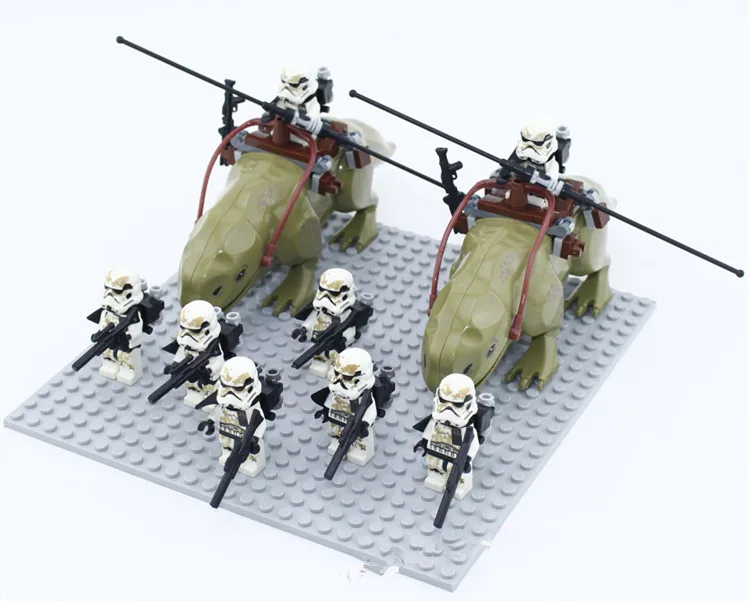 10 шт./лот, Звездные войны, 2 шт., Dewback& 8 шт., Sandtroopers, совместимые строительные блоки, игрушки для детей, экшн-робот, Sandtroopers, игрушка