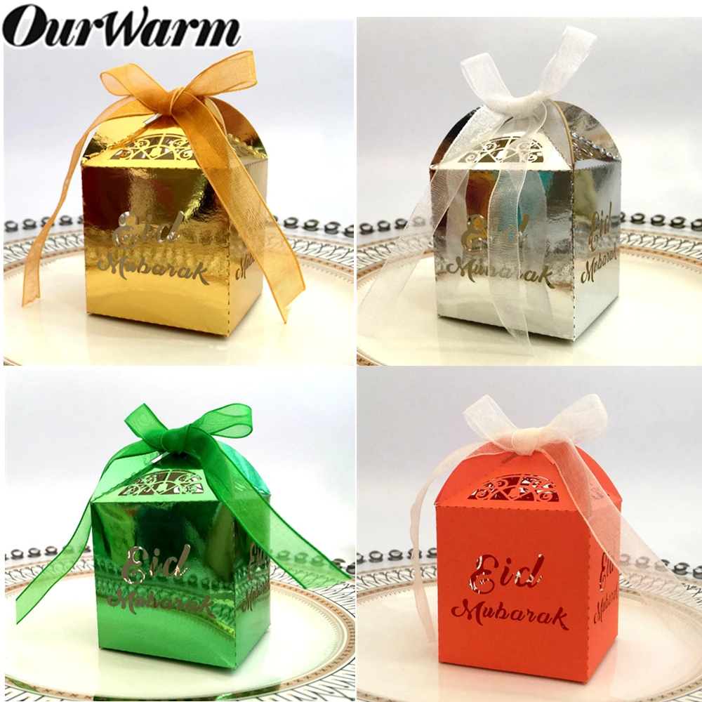 OurWarm 10 шт. Eid Mubarak бумажные пакеты для конфет вечерние подарок гостей