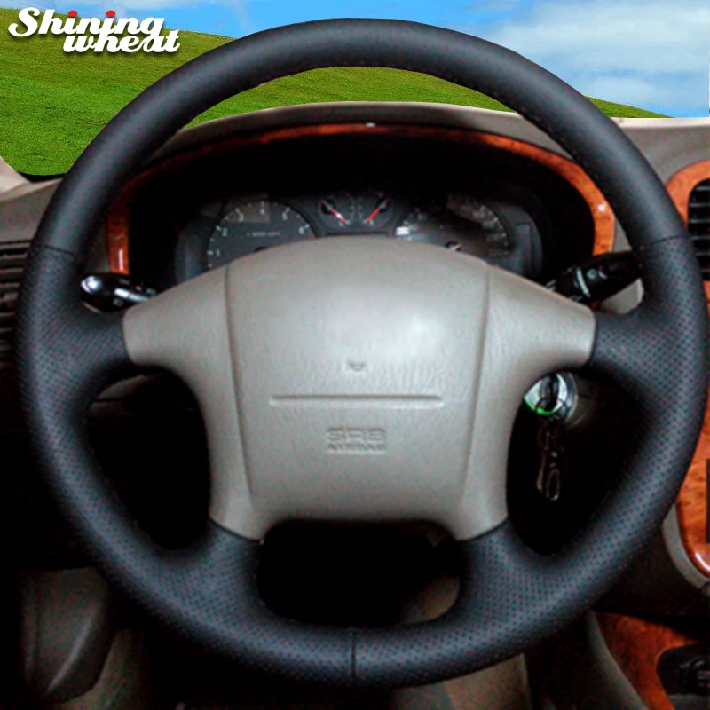 Чехол для руля Hyundai Sonata Old 2005 прошитый вручную из черной кожи|leather steering wheel cover|steering