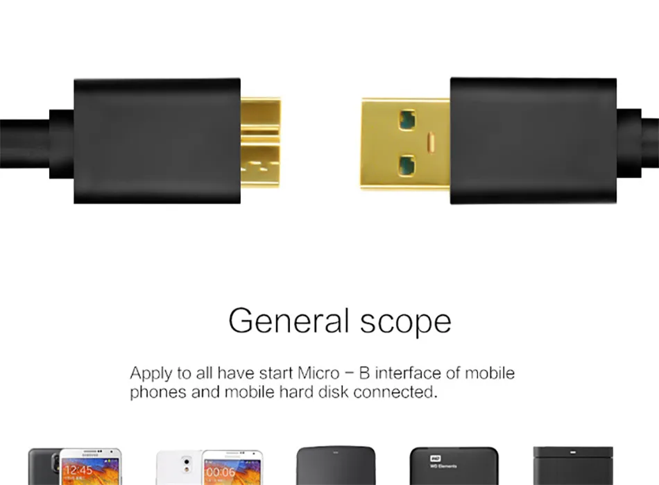 QGEEM Micro USB 3,0 кабель типа А к Micro B кабель для внешнего жесткого диска HDD samsung S5 Note3 USB HDD кабель для передачи данных