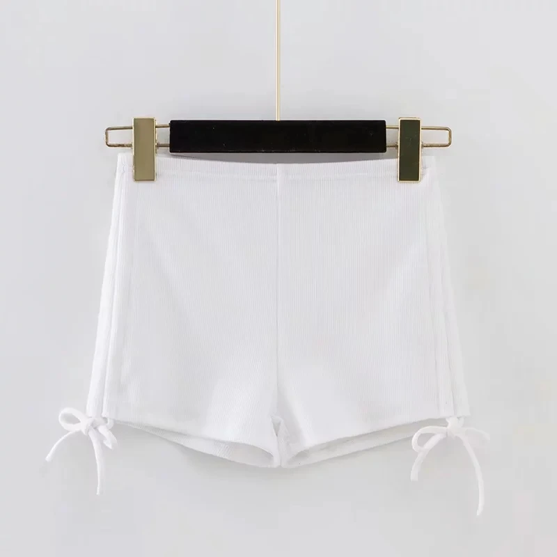 Summer high waist shorts womens Sexy lace up cotton biker shorts korean style white black short feminino streetwear