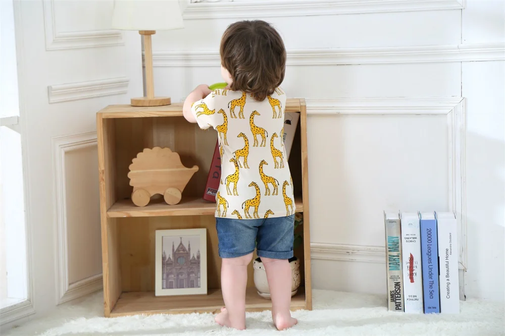 Топы с короткими рукавами для мальчиков и девочек модная летняя детская