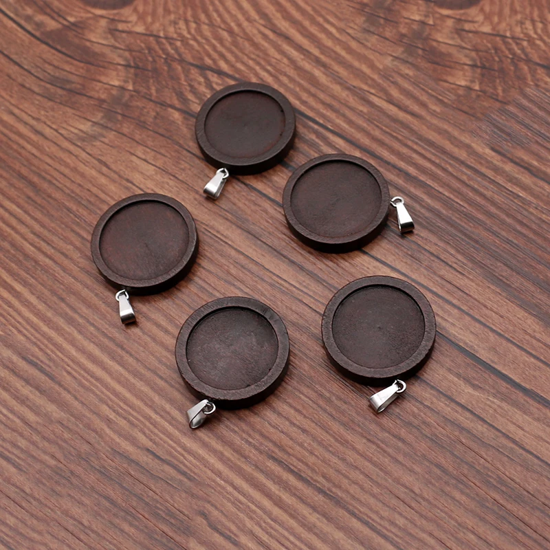 10 шт./лот ожерелье из коричневого дерева с подвеской кабошон основа камеи без