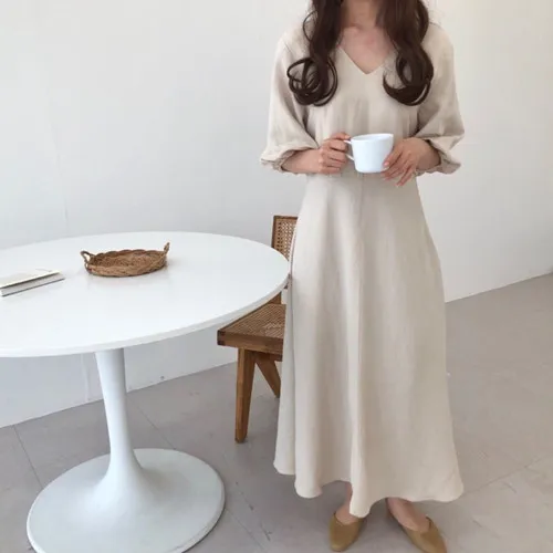 Женское платье с v-образным вырезом и высокой талией в стиле ретро романтичное