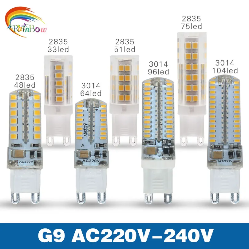 Светодиодная лампа G9 3014 2835SMD 3/5/7/9/10/12 Вт Хрустальная силиконовая Свеча на замену