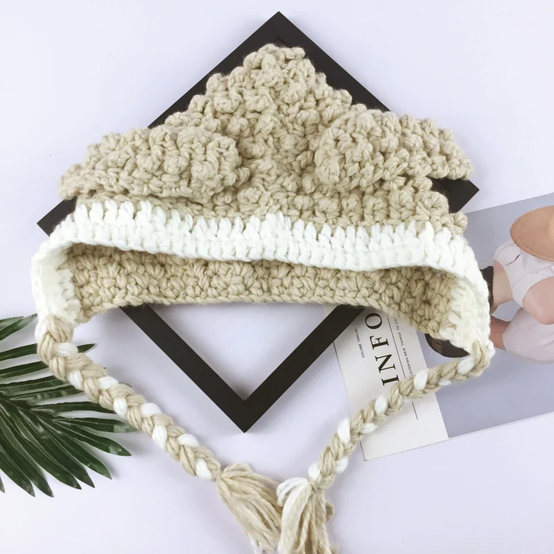 Вязаные шапки с длинными ушами для мальчиков и девочек шерстяные в полоску