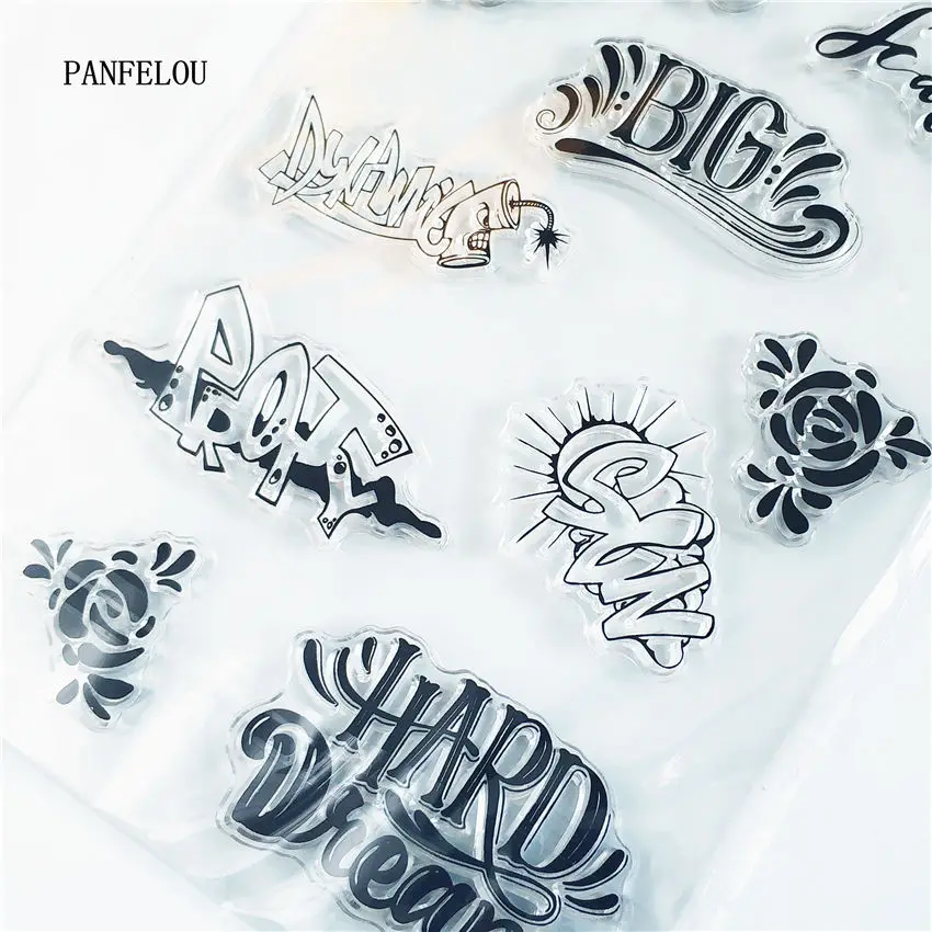 PANFELOU Art words Transparent Clear Silicone Stamp/Seal DIY scrapbooking/photo album Decorative clear stamp sheets | Канцтовары для