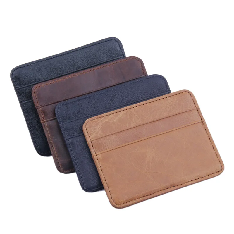 100% натуральная кожа легкий удобный ID передний карман банк Кредитная карта тонкий