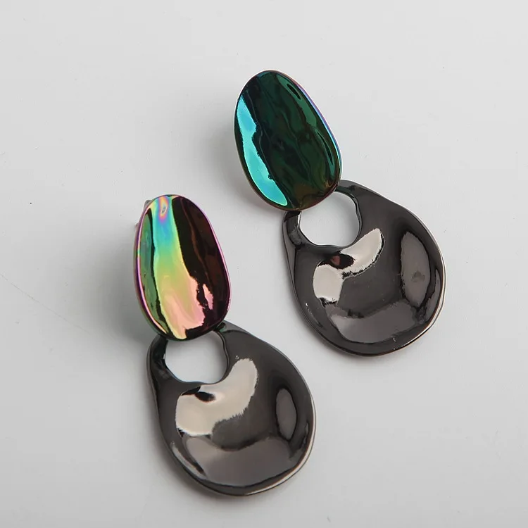

free shipping Mixed color fold black nickel color female stud earrings earrings