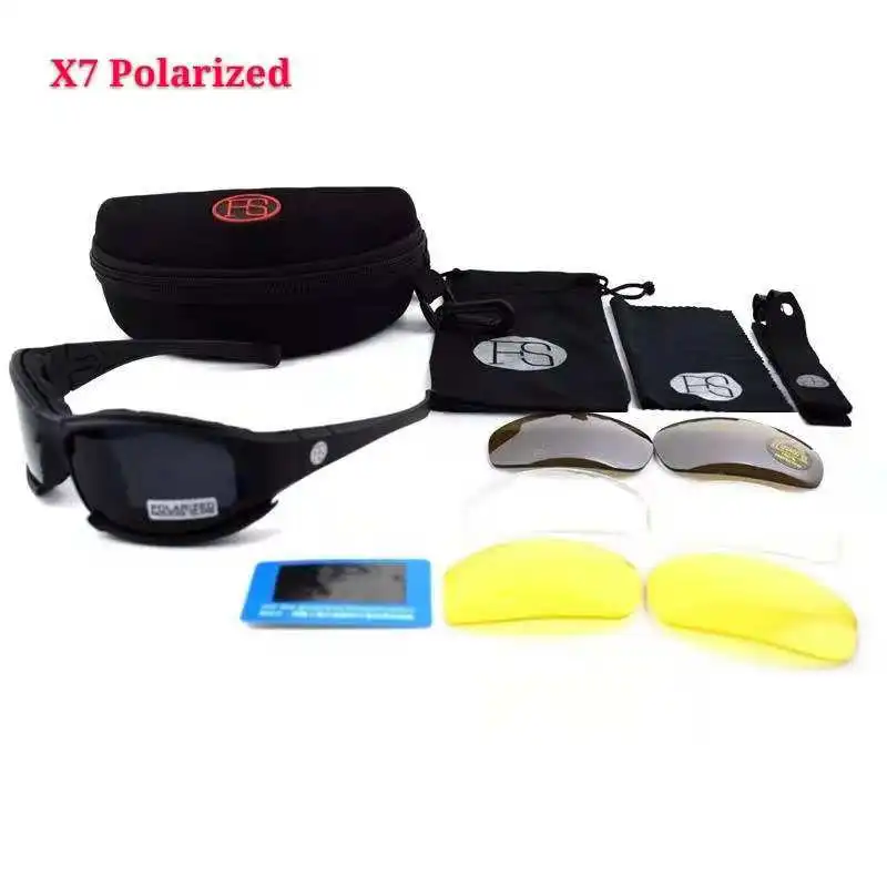 X7 Polarized Спортивные поляризационные тактические X7 C5 очки военные очки армейские солнцезащитные очки 4 линзы мужские очки для стрельбы походные кемпинговые очки - Цвет: X7 Polarized