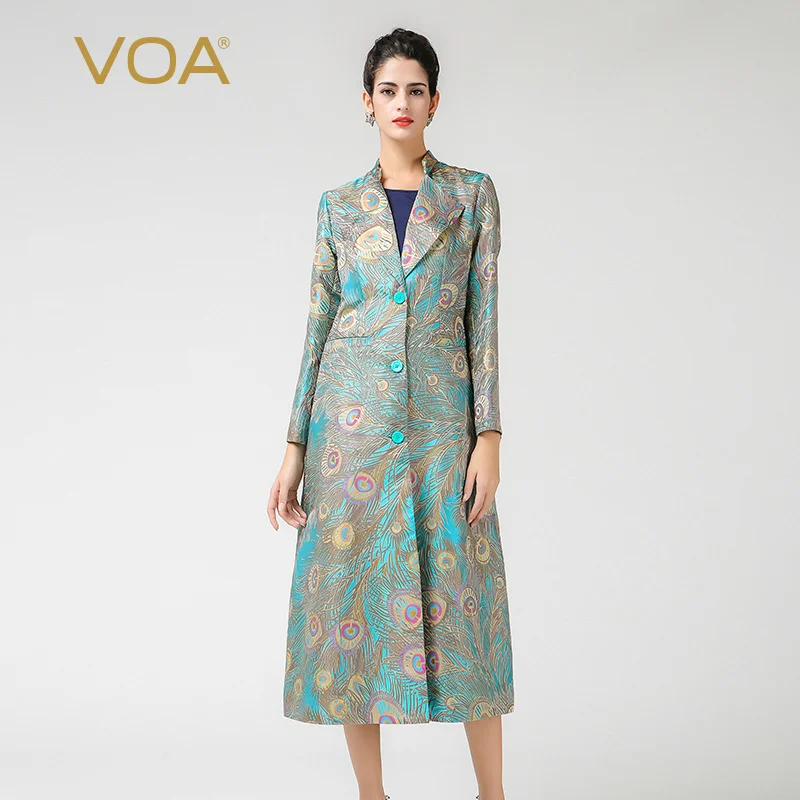 Женский Длинный жаккардовый Тренч VOA роскошный Шелковый удлиненный с принтом